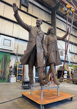 President Barack Obama and First Lady Michelle Obama by STUDIOEIS bronze casting at our facility prior to installation
